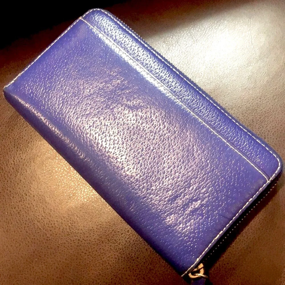 KATE SPADE Cobalt Blue Leather Full Zip Continental Wallet Excellent Condition